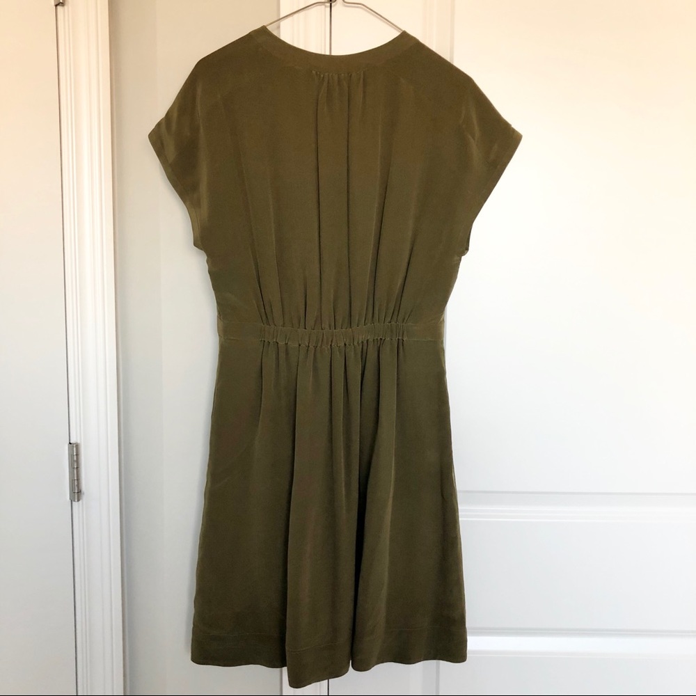 Madewell Silk Moonset Dress in Olive Green Sz 2 - Picture 4 of 11